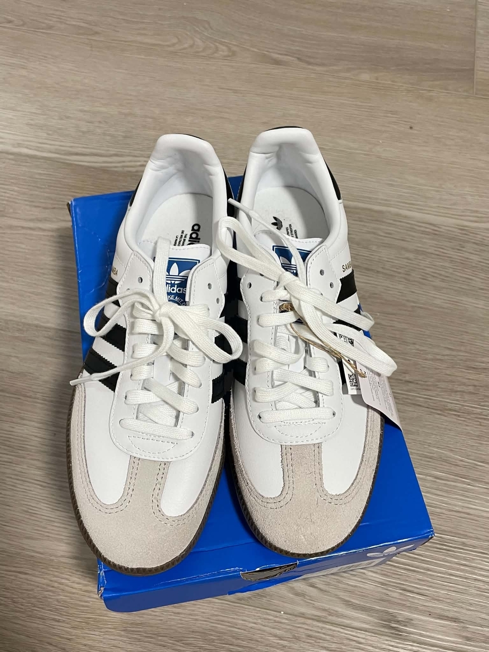 adidas Samba Classic Leather Sneakers in White/Black